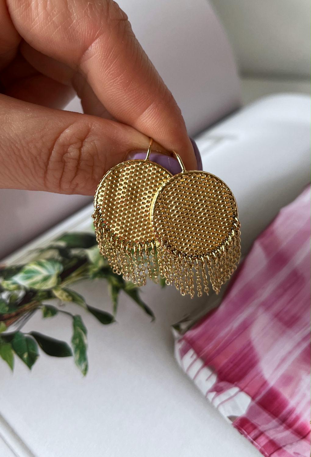 BY JAM OORBELLEN ROUND CHAINS GOLD