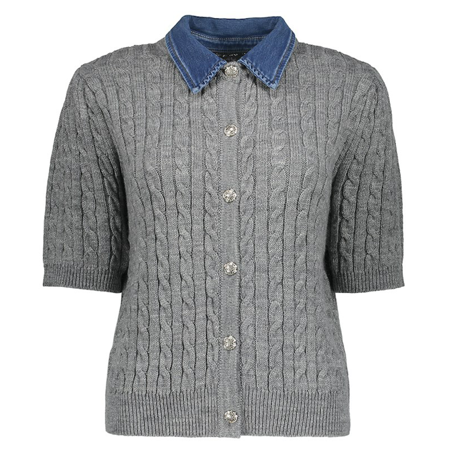 GEISHA TRUI DENIM KRAAG GREY MELANGE