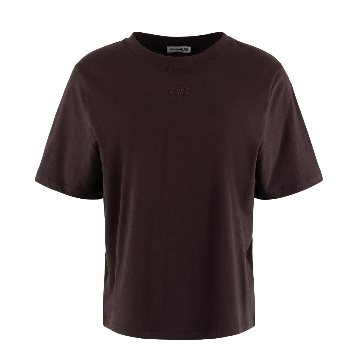 ANNA BLUE T-SHIRT SLIM DARK BROWN SOLID