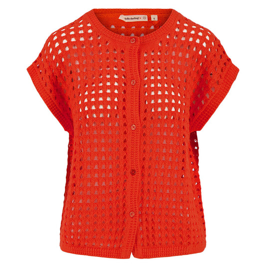 ZUSSS VESTJE AJOUR MOUWLOOS CORAL