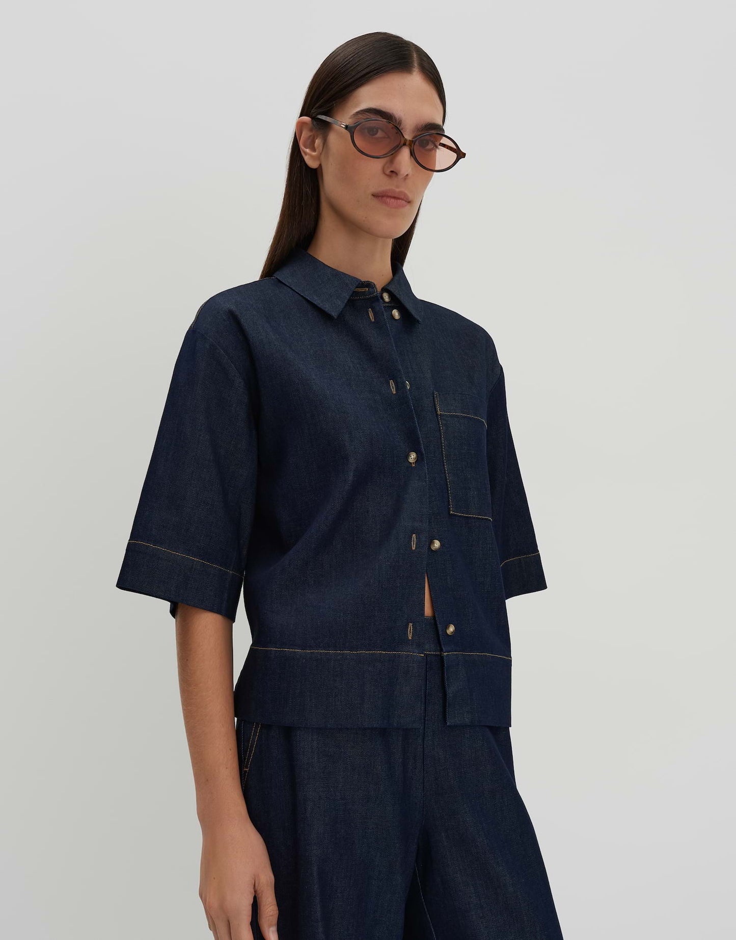 SOMEDAY BLOUSE ZONNA RINSED DARK BLUE