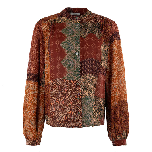 ANNA BLOUSE PATCHWORKPRINT RUST DESSIN