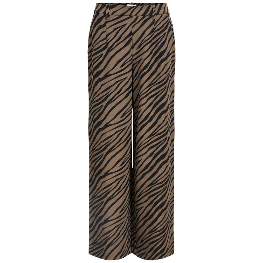 OBJECT BROEK ALBA LISA WIDE BLACK/MOREL TIGER GRAPHIC