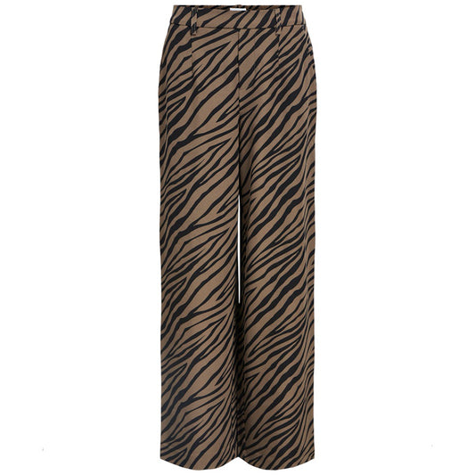 OBJECT BROEK ALBA LISA WIDE BLACK/MOREL TIGER GRAPHIC
