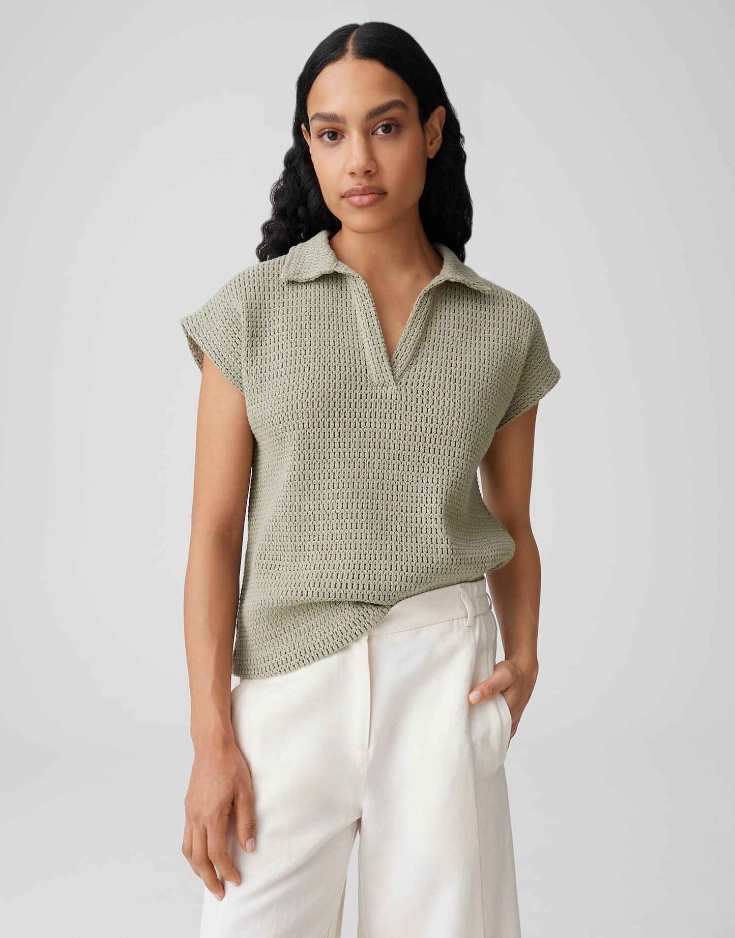 OPUS POLOSHIRT SOMONA PALE OLIVE
