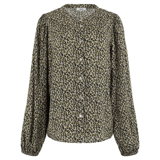 ANNA BLOUSE PANTERPRINT OLIVE DESSIN