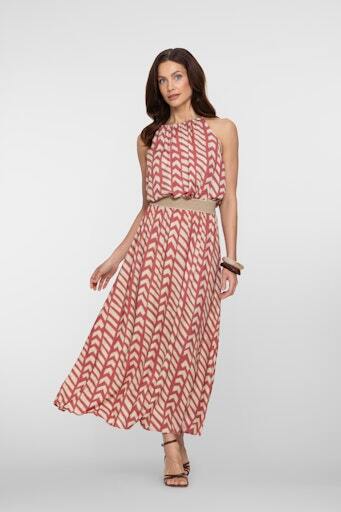 GEISHA ROK MET PRINT CORAL RED/SAND