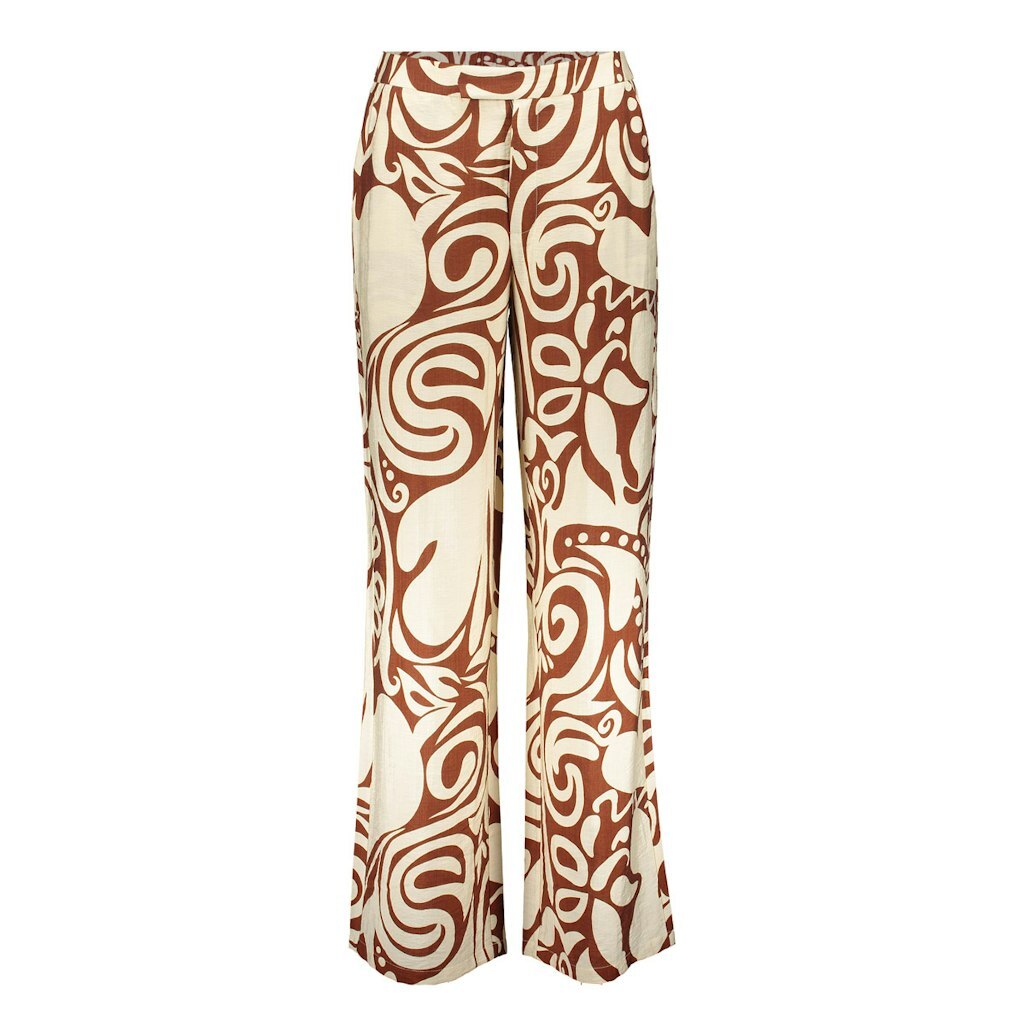 GEISHA BROEK MET PRINT ECRU/TABACCO