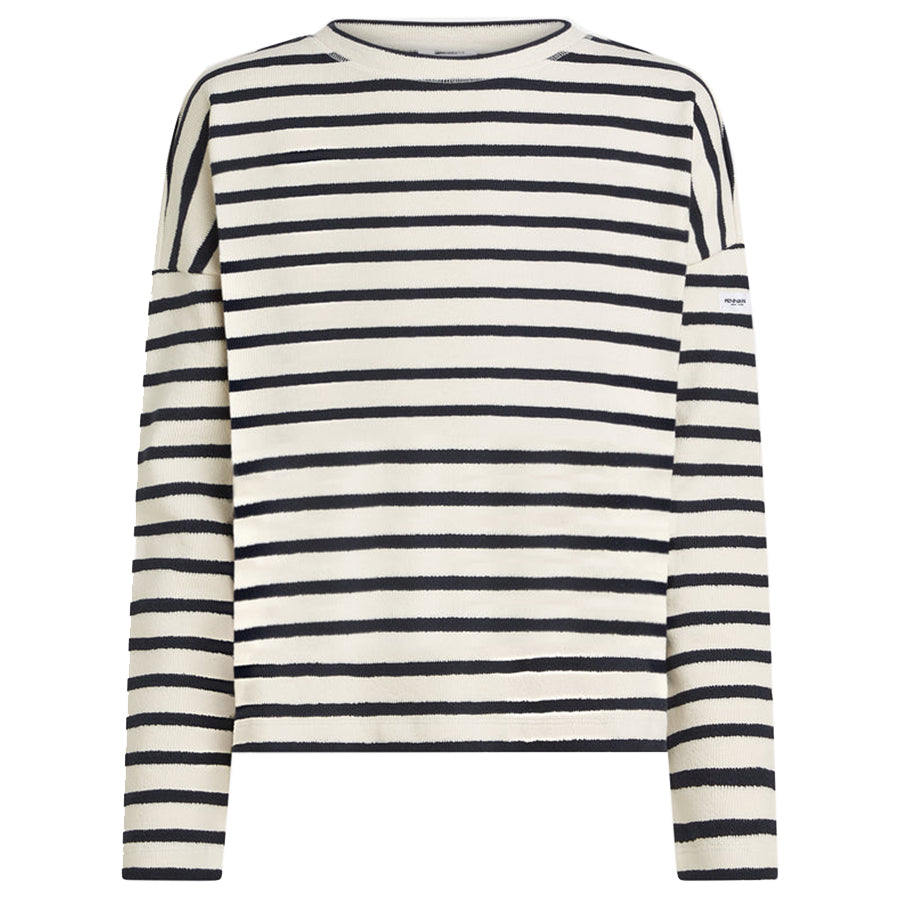 PENN&INK SWEATER STRIPE NAVY/ECRU