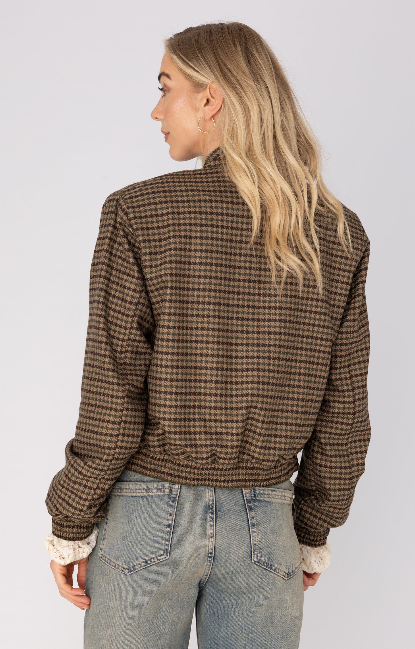 ANNA JACKET MET RUIT DARK GREEN CHECK