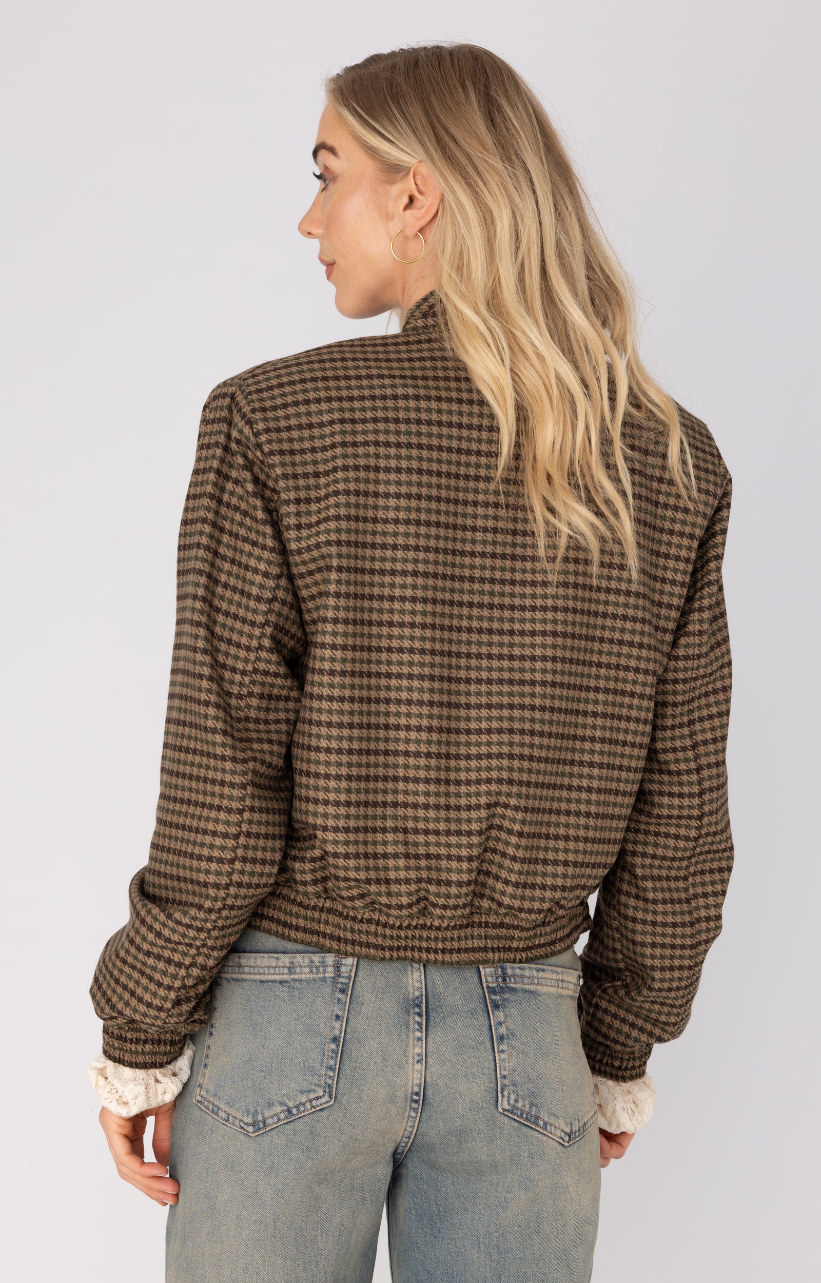 ANNA JACKET MET RUIT DARK GREEN CHECK