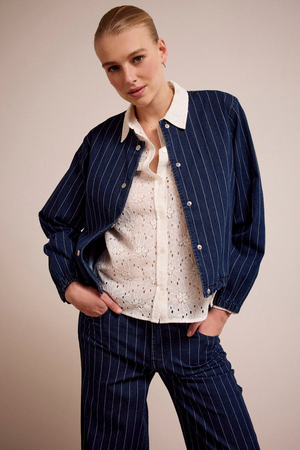TRAMONTANA JASJE PINSTRIPE DARK BLUE DENIM