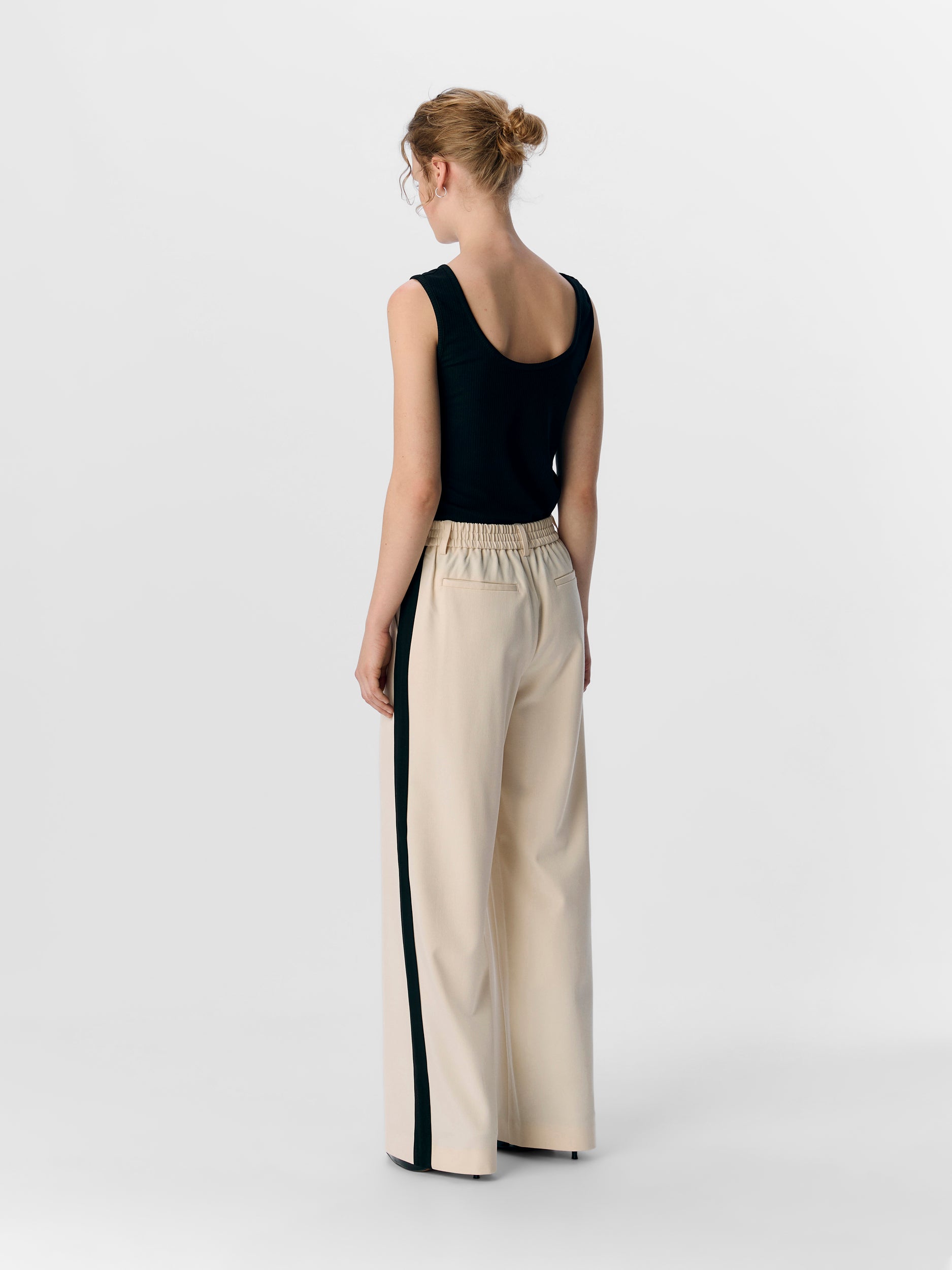 OBJECT BROEK LISA WIDE SANDSHELL/BLACK