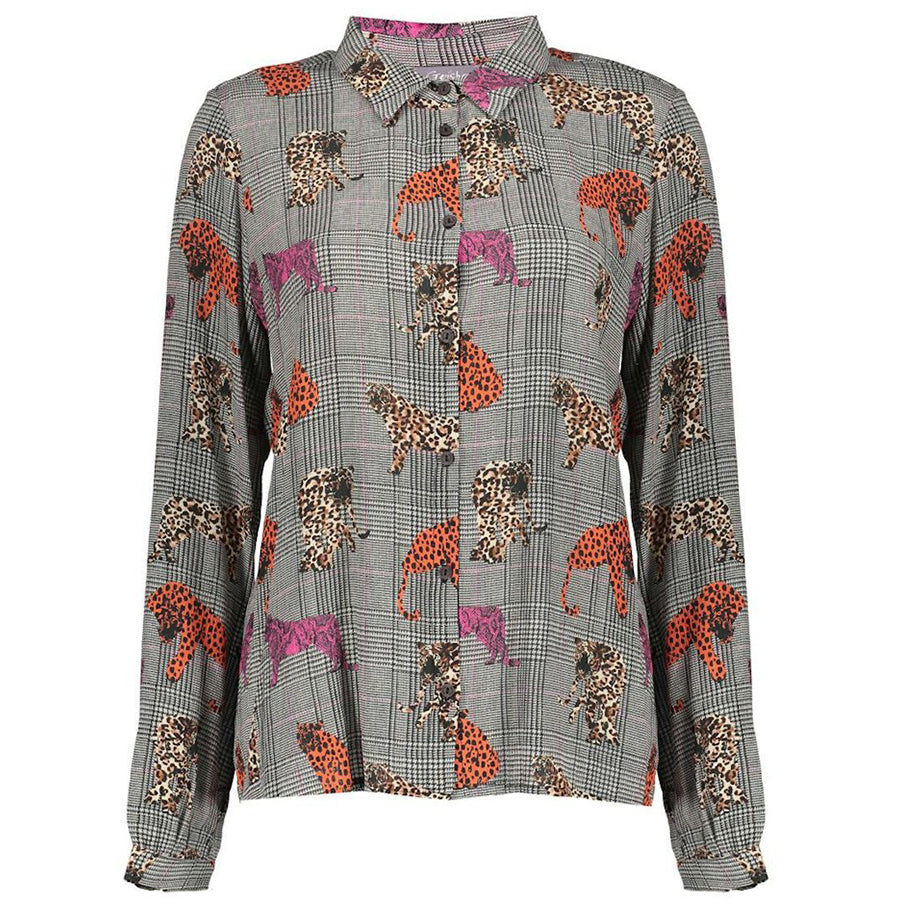 GEISHA BLOUSE LUIPAARD PRINT ORANGE/PINK