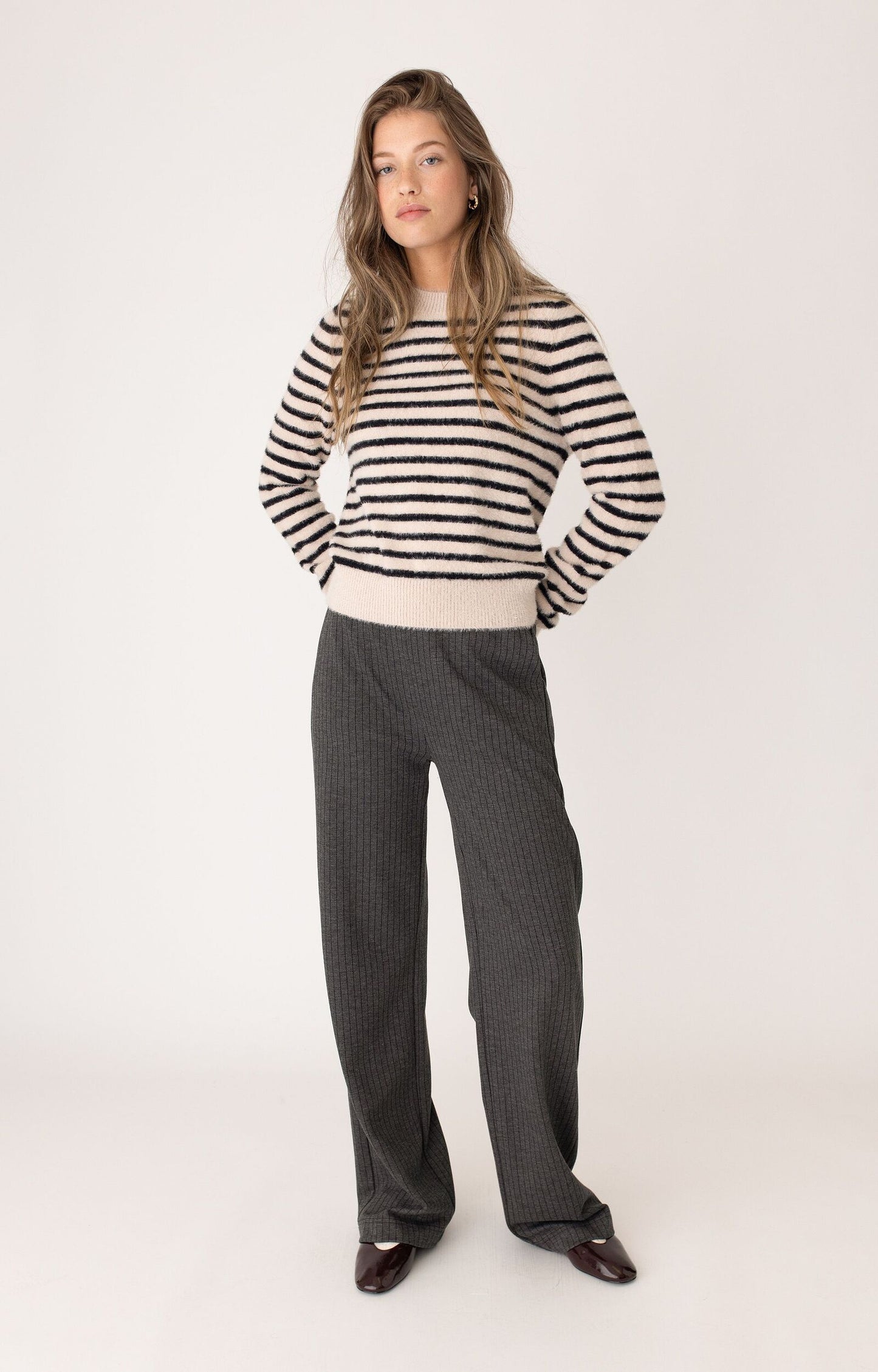 ANNA BLUE TRUI JINN ECRU STRIPE