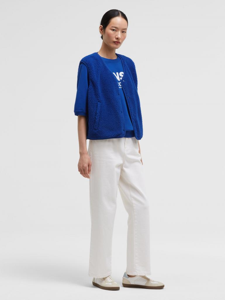 SENSES THE LABEL GILET TEDDY BRIGHT BLUE