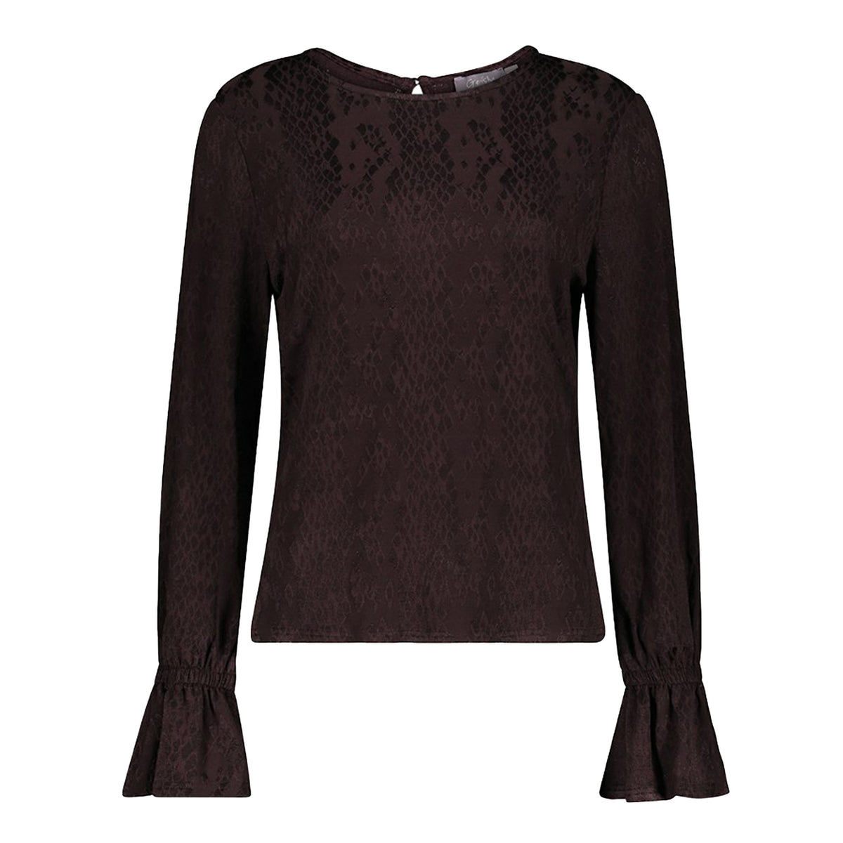 GEISHA TOP MET GRAFISCHE PRINT BROWN