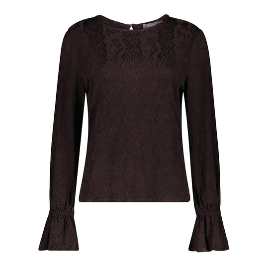 GEISHA TOP MET GRAFISCHE PRINT BROWN