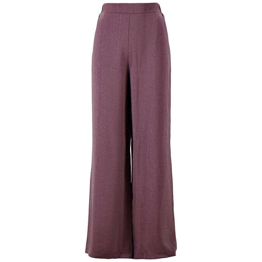 ZUSSS WIJDE SATIJNEN BROEK AUBERGINE