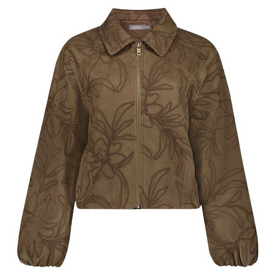GEISHA JACK SUEDE EMBROIDERY BROWN