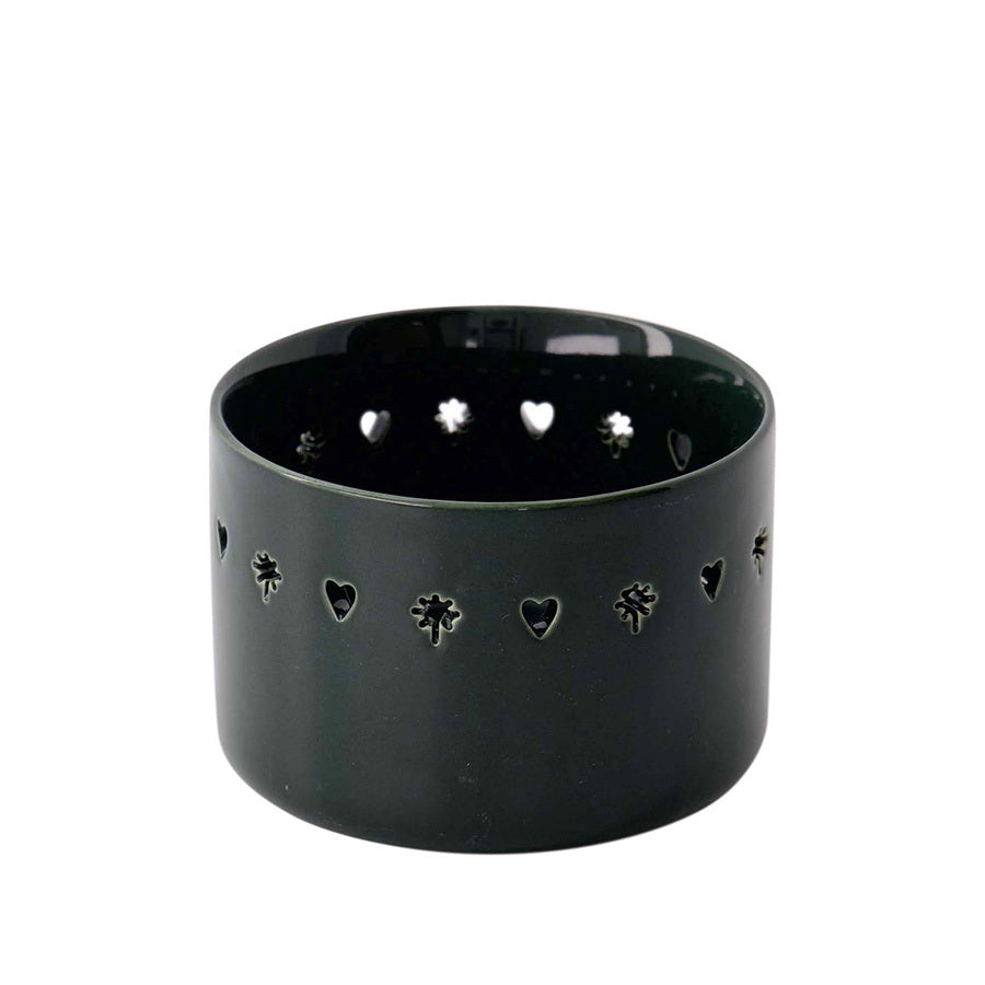 ZUSSS WAXINELICHTHOUDER KERAMIEK HART/STER DONKERGROEN