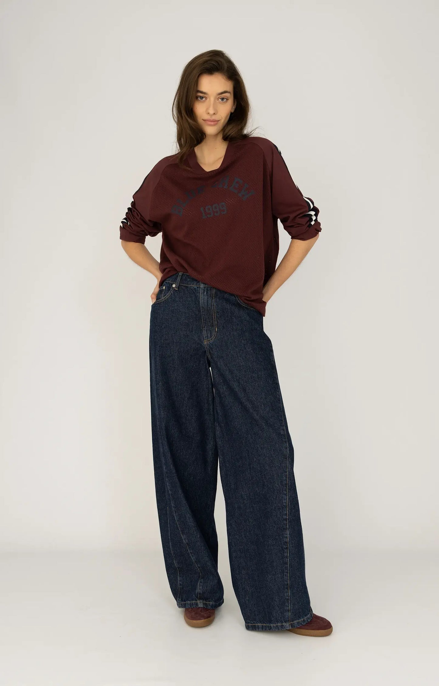 ANNA BLUE SHIRT MESHLONG BORDEAUX