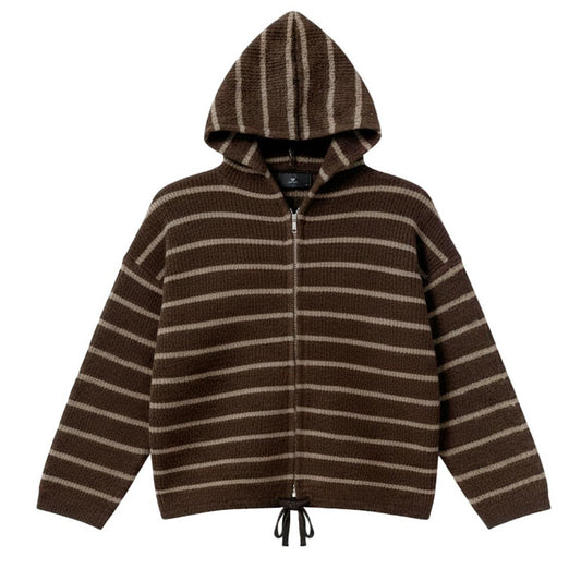 WITHBLACK VEST LIZA HOODED BROWN MELANGE STRIPE