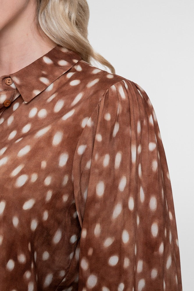 GEISHA BLOUSE CAMEL/ECRU