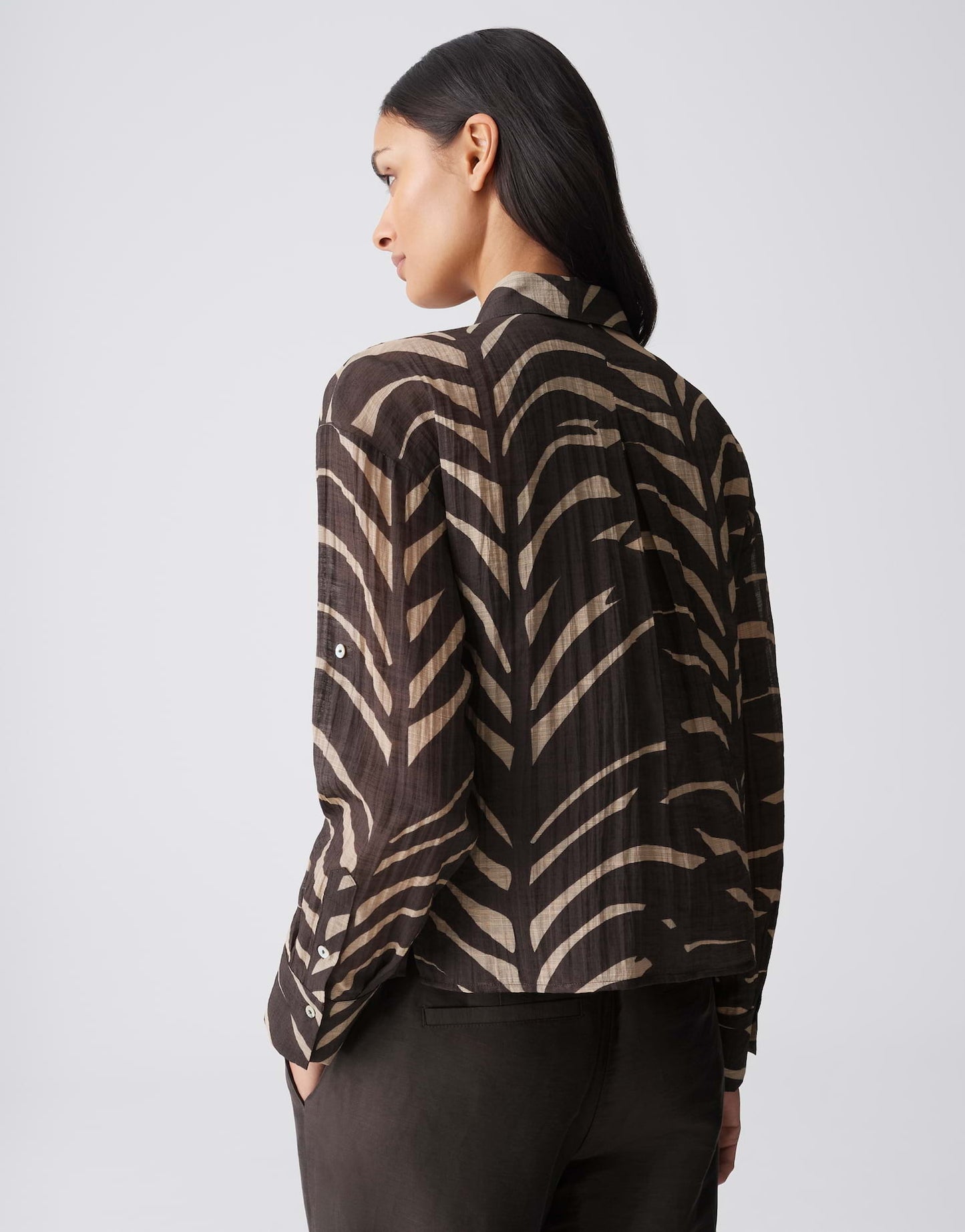 OPUS BLOUSE FADENA LEAVES AFFOGATO