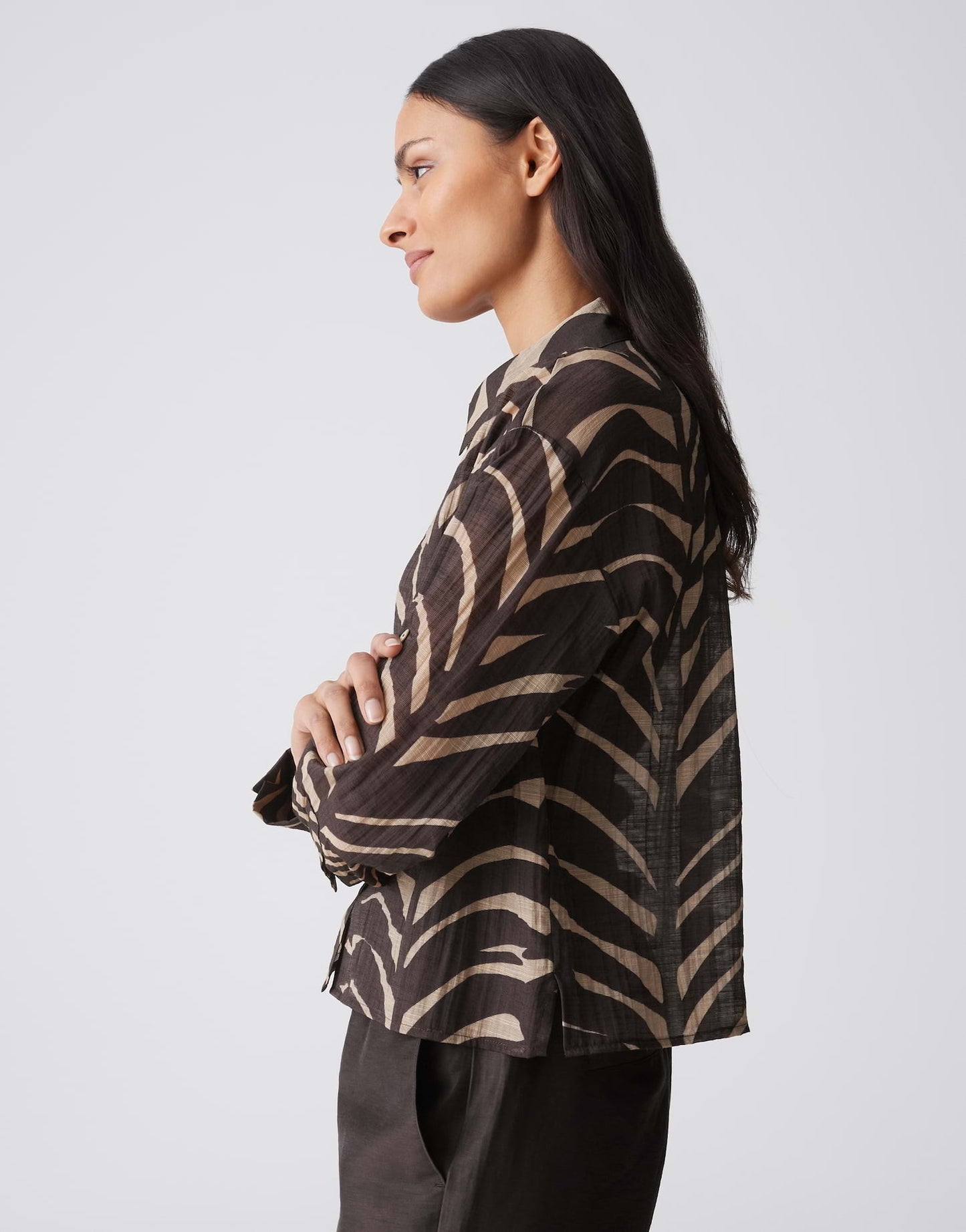 OPUS BLOUSE FADENA LEAVES AFFOGATO