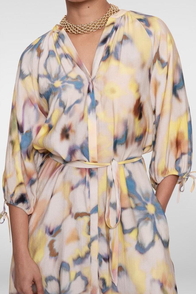 GEISHA JURK CHAMBRAY ECRU/LEMON