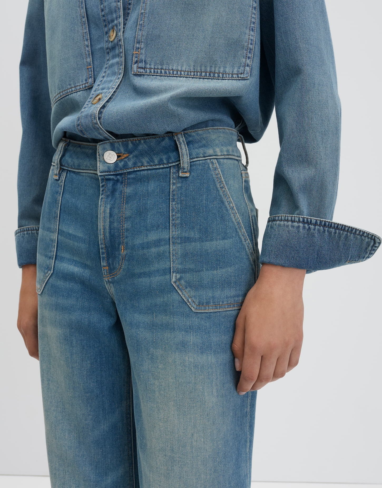 SOMEDAY JEANS CARIE UTILITY MID SOFT BLUE