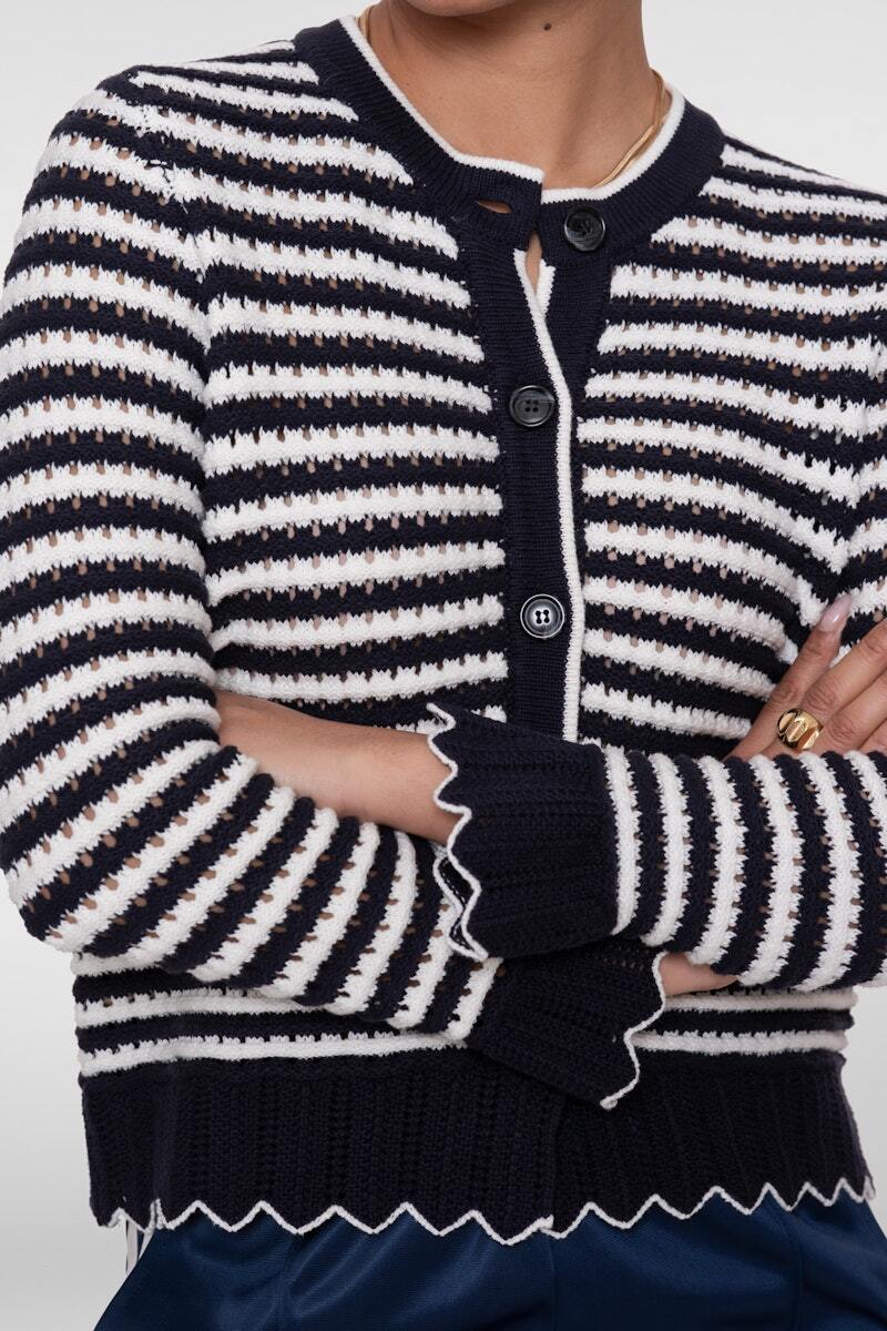 GEISHA VEST STRIPES NAVY/OFF-WHITE