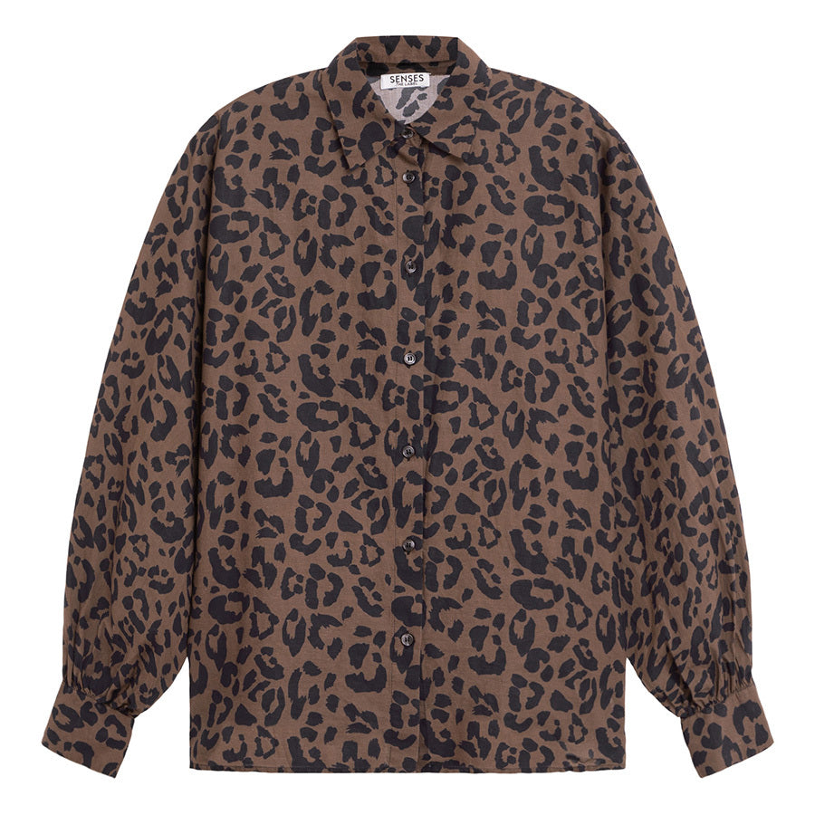 SENSES THE LABEL BLOUSE LEOPART PRINT BROWN
