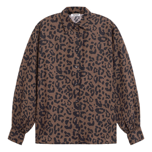 SENSES THE LABEL BLOUSE LEOPART PRINT BROWN