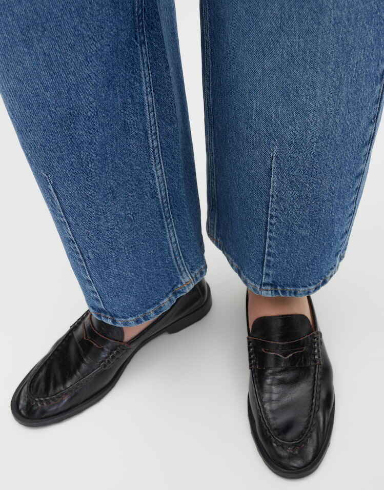 SOMEDAY JEANS CELLMA BARREL DETAIL MID DRIFT BLUE