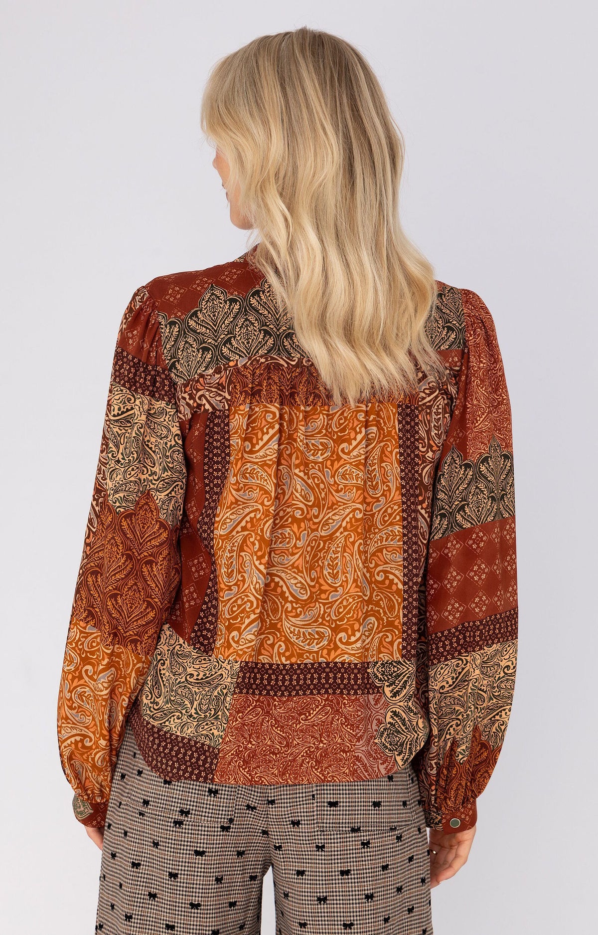 ANNA BLOUSE PATCHWORKPRINT RUST DESSIN