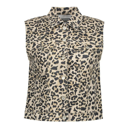 GEISHA GILET MET LEOPARD PRINT SAND/BLACK