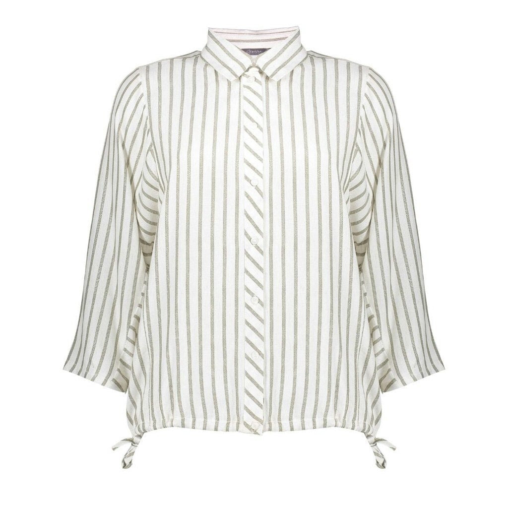 GEISHA BLOUSE MET STREPEN OFF-WHITE/SILVER