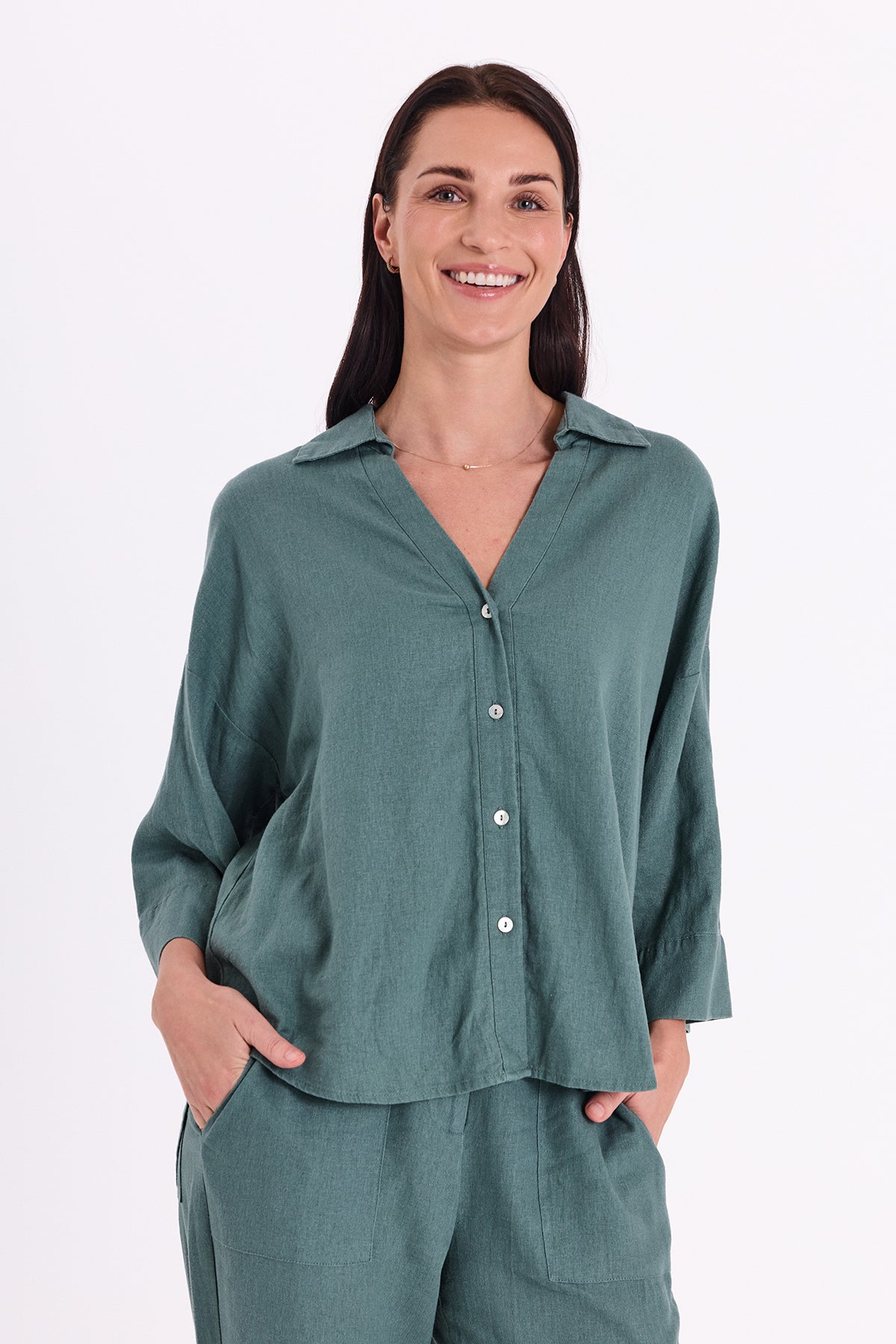 FREEQUENT BLOUSE LAVA DARK FOREST