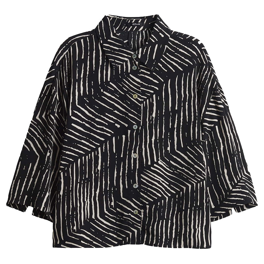 OPUS BLOUSE FIANA PALM LEAVES BLACK