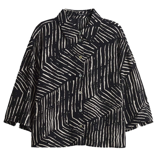 OPUS BLOUSE FIANA PALM LEAVES BLACK