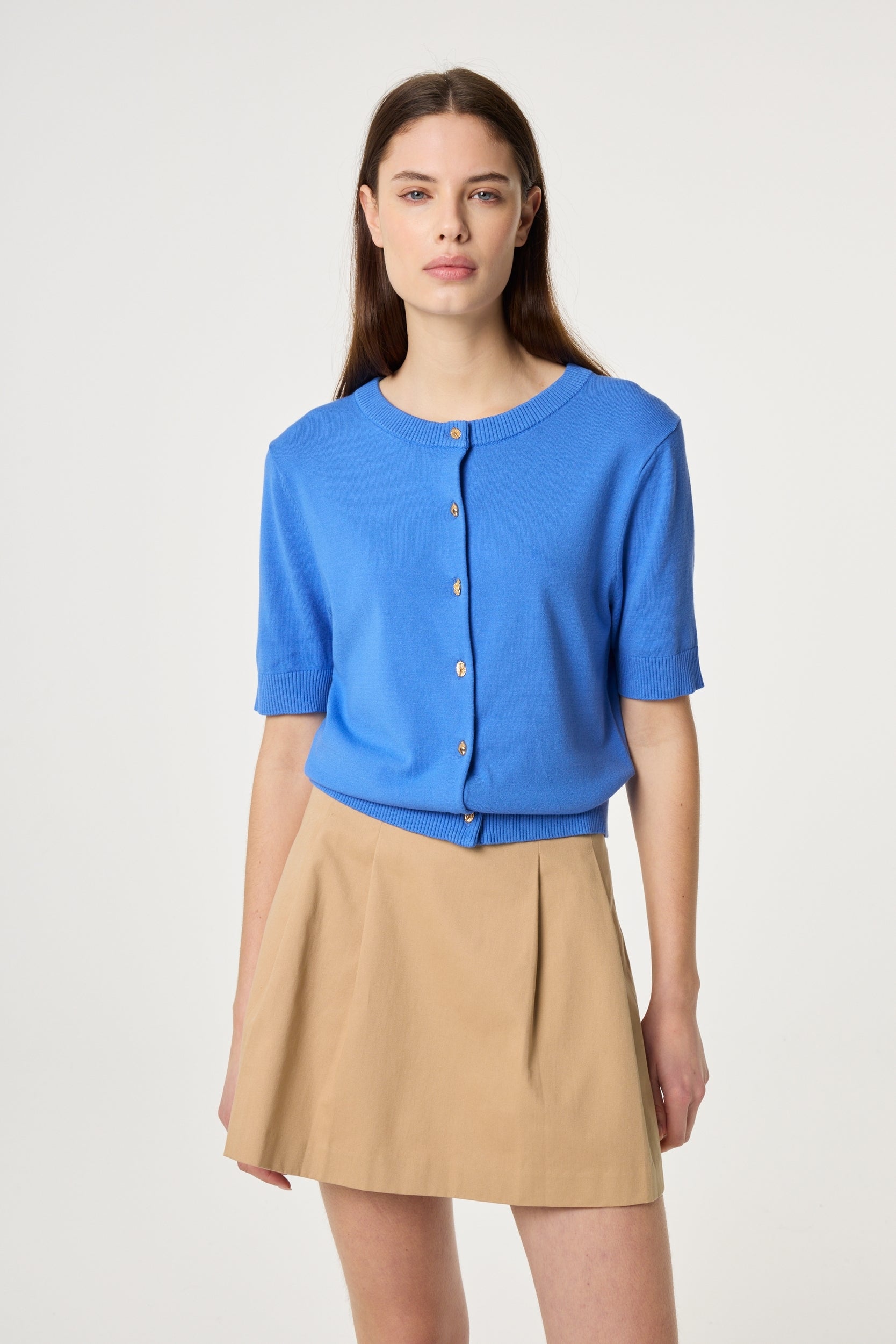FABIENNE CHAPOT VEST MOLLY SHORT SLEEVES MARINA BLUE