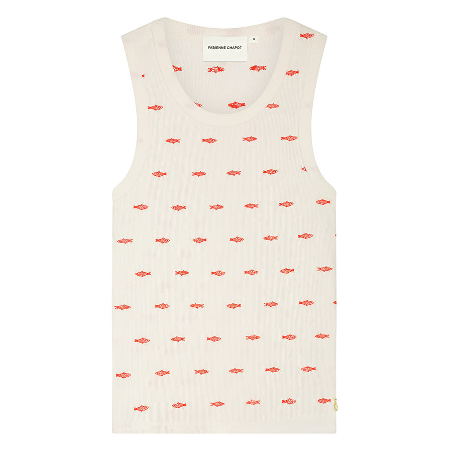 FABIENNE CHAPOT TOP TANJA JERSEY COSY WHITE/TANGERINE TANGO
