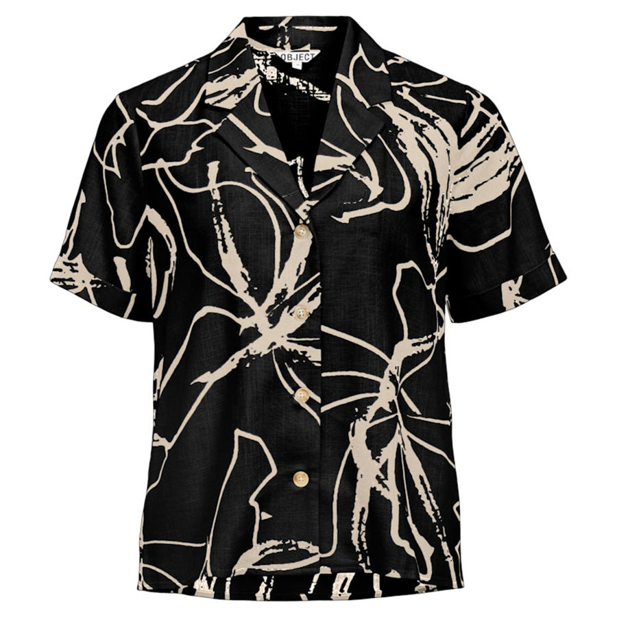 OBJECT TOP SANNE BLACK/SANDSHELL ABSTRACT