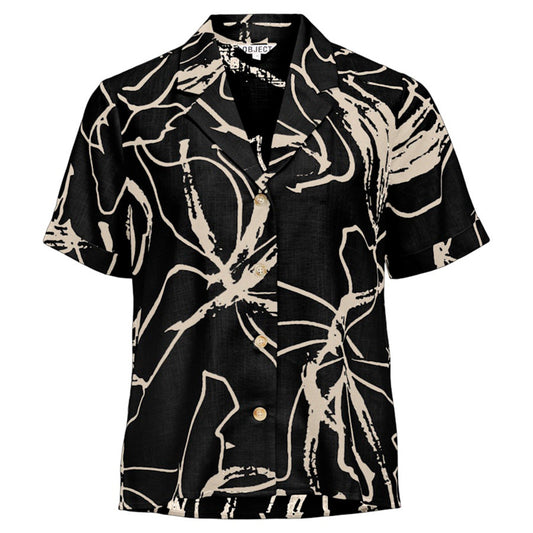 OBJECT TOP SANNE BLACK/SANDSHELL ABSTRACT