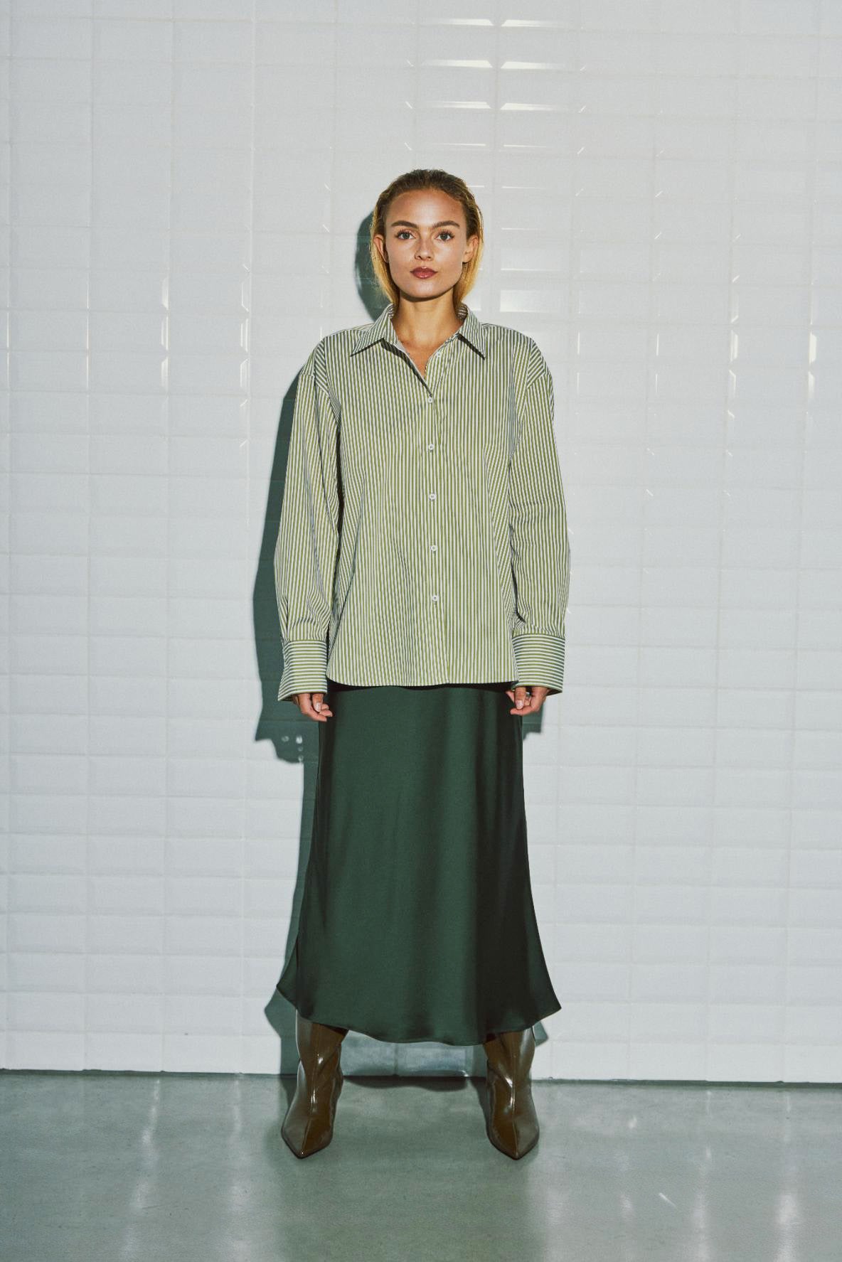 WITHBLACK BLOUSE FENJA AVOCADO/WHITE STRIPE