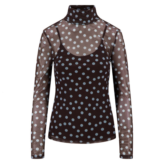 ZUSSS TOP MESH DARK CHOCO/WINTER BREEZE