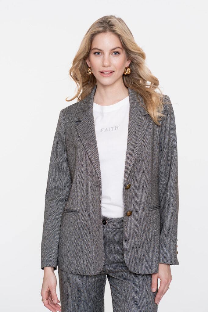 GEISHA BLAZER HERRINGBONE ANTHRACITE STONES