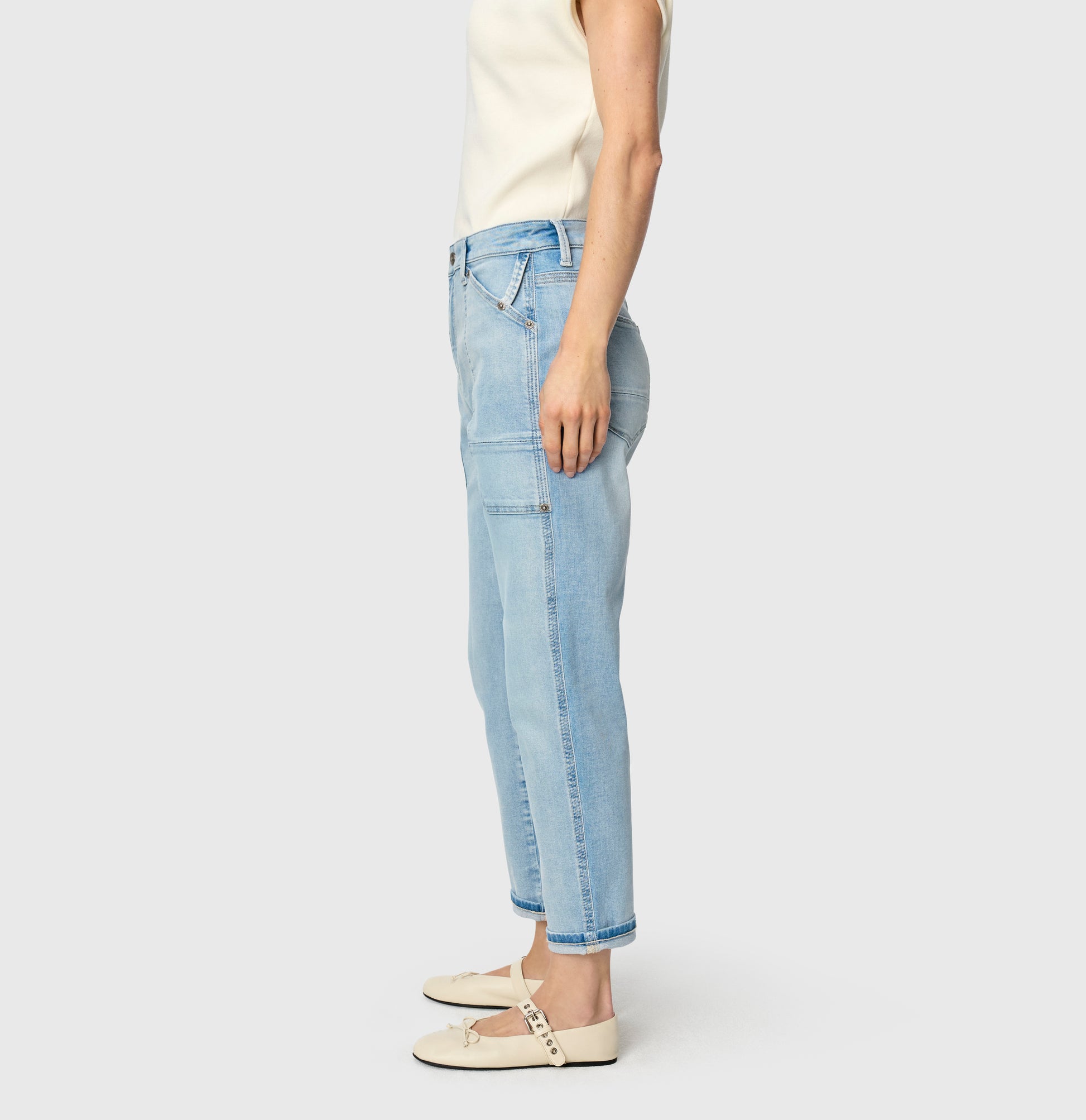 MAC JEANS IOWA BAGGY HIGH-LOW BLEACHED